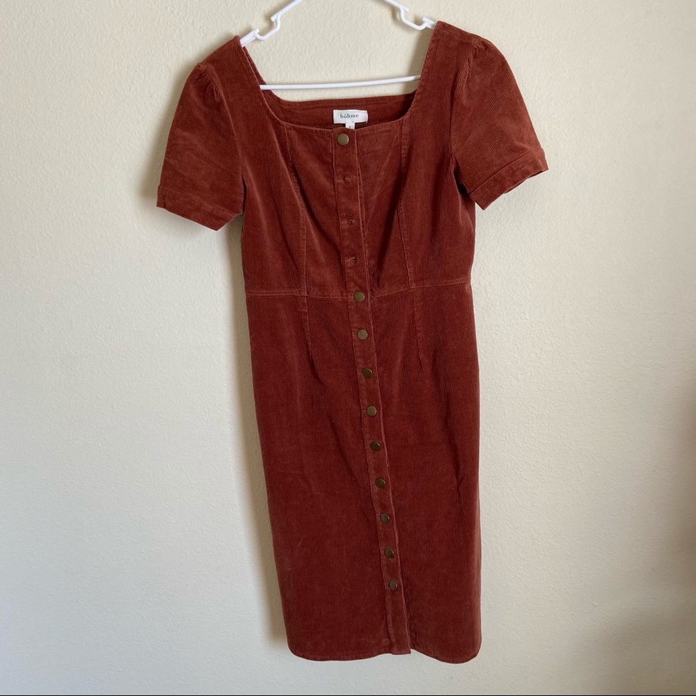 SOLD NWOT Bohme rust corduroy dress - Picture 5 of 7